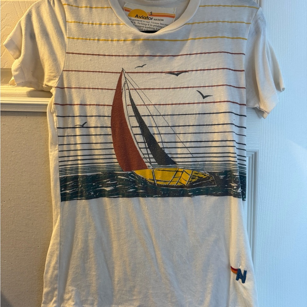 Aviator Nation small fitted sail boat shirt